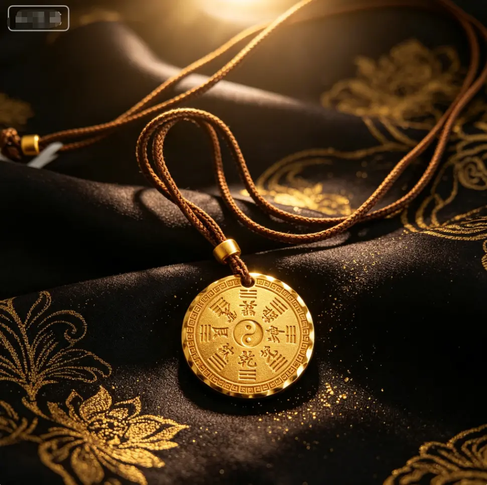 Premium 18K Gold Plated Bagua Yin Yang Protection Pendant Feng Shui Jewelry