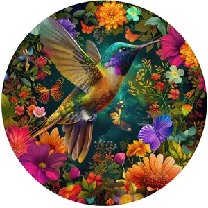 Selected Gifts for Mother's Day Delobil Premium Thick Puzzles for Adults with Puzzle Saver, Unique Adult Jigsaw Puzzles, Brain Teaser Family Game Gift, Leisure Time Fun Challenge & Stress Relief-Flower-Hummingbird-200pcs