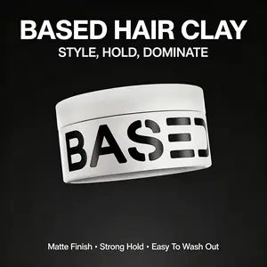 BASED Men's Hair Clay, Strong Hold Matte Finish, Texturizing Styling Wax for All Hair Types, Easy to Wash Out