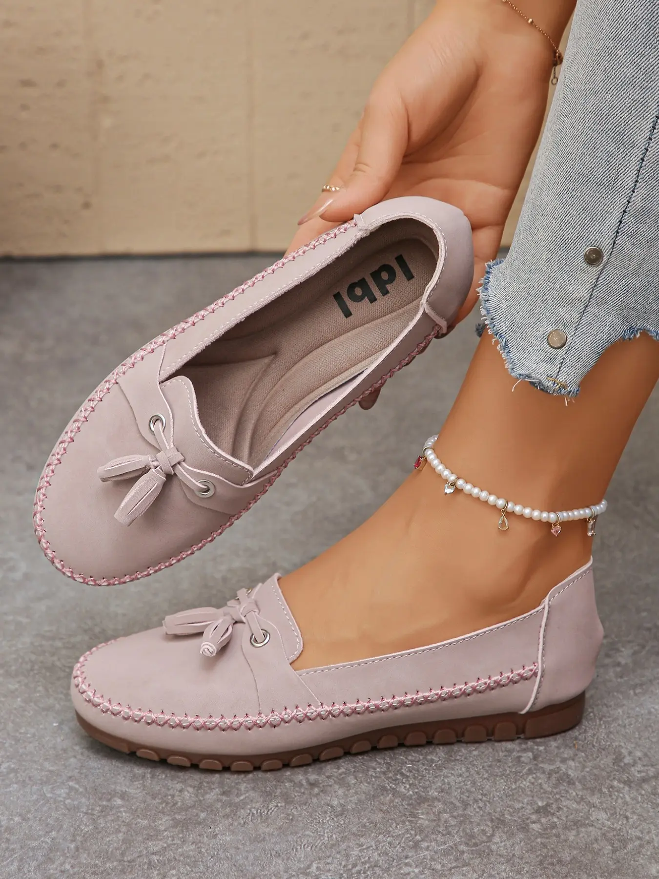 Women's Multicolor Matte Low-Top Flat Single Shoe Casual Shoes, Textile Upper, Rubber Sole, Spring & Fall Fashion, Plain Style