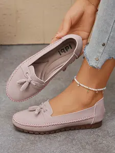 Women's Multicolor Matte Low-Top Flat Single Shoe Casual Shoes, Textile Upper, Rubber Sole, Spring & Fall Fashion, Plain Style