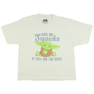 Disney The Mandalorian Shirt Grogu Feed Me Snacks Short Sleeve Crop Top