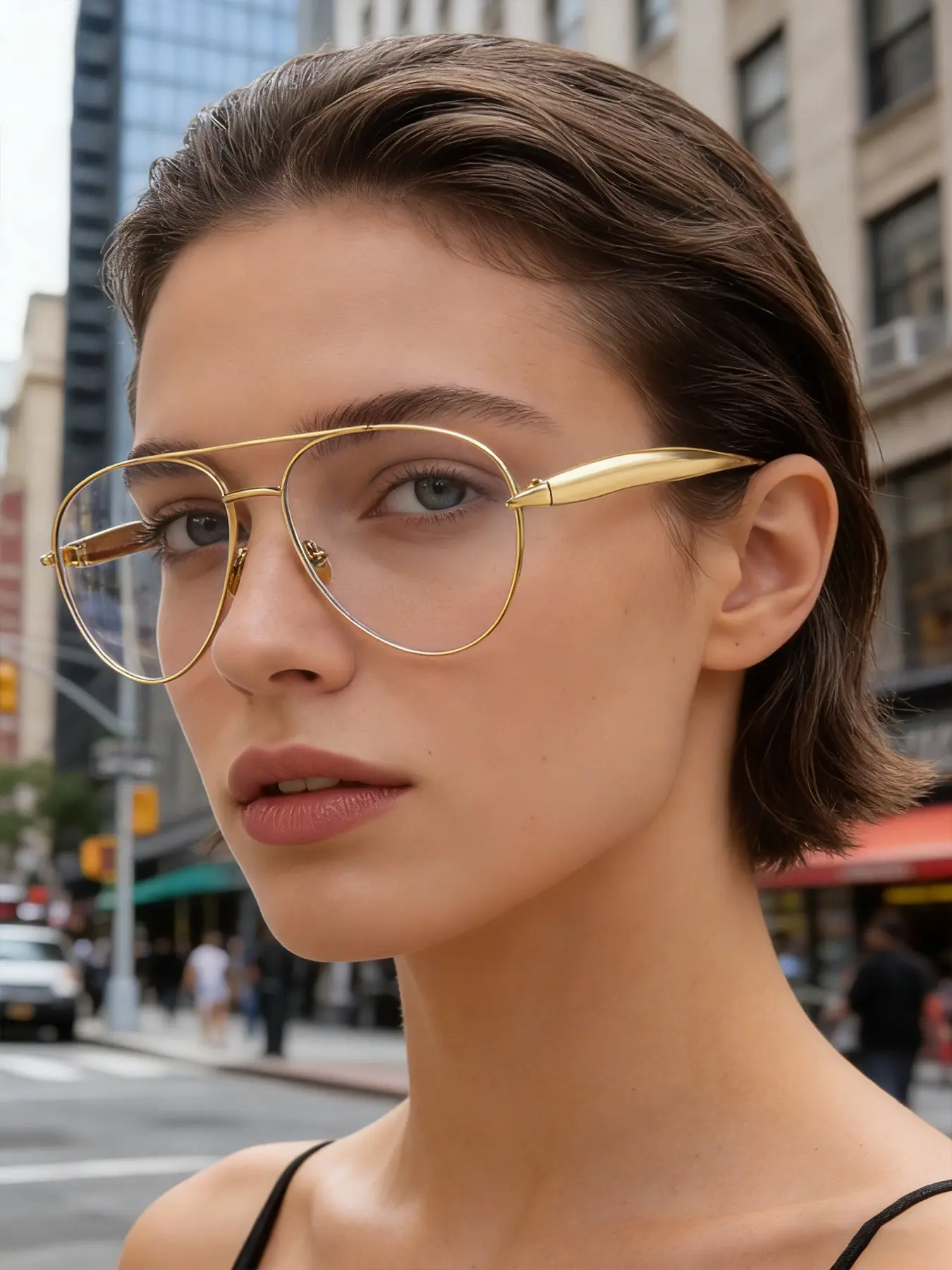 Vintage Frog Frame Pilot Glasses, Large Frame Slimming Face Anti-Blue Light Flat Lens, Elegant Casual Fashion, Trendy Casual Glasses