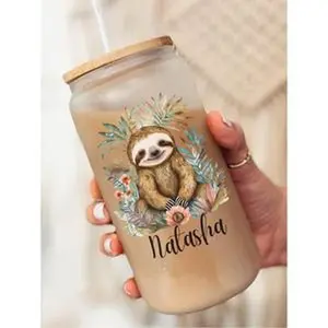 Personalized Sloth Glass Cup
