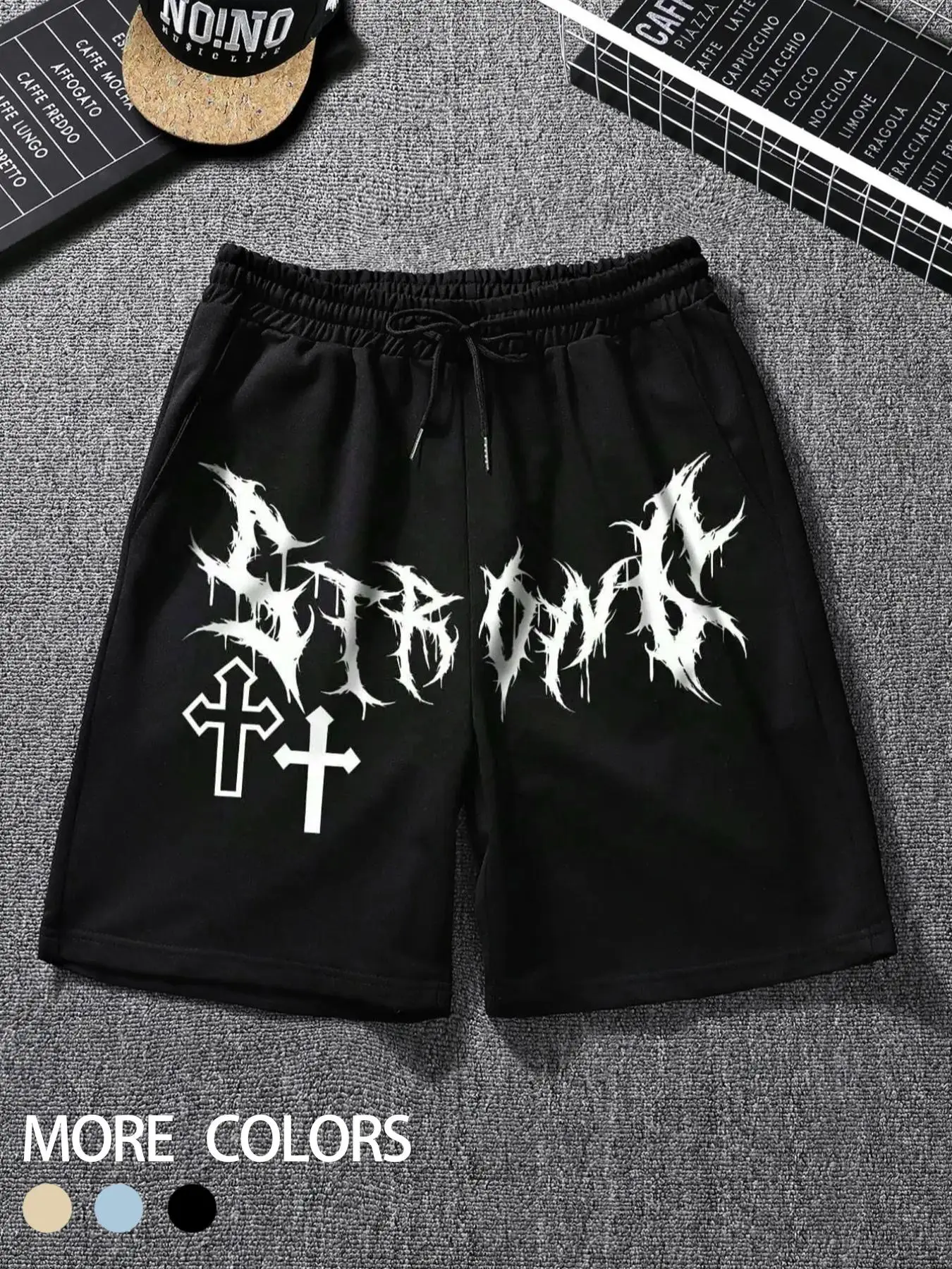 Men's Letter Print Drawstring Waist Shorts, Casual Pocket Elastic Waist Shorts for Summer, Mens Streetwear Clothing, Menswear, Street Style Athleisure