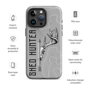 Shed Hunter Deer Skull Hunting Phone Case for iPhone 17 16 15 14 13 12 Pro Max / Plus / Pro – Camo Outdoor Unisex, Heavy-Duty Protection, Perfect Gift for Hunters