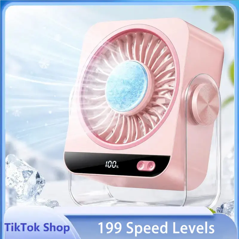 Small Desk Fan, Rechargeable USB Portable Fan, 199 Speeds with 4000mAh 13-Hour Battery, Quiet Cooling Fan with 120° Adjustable Tilt for Home Office Desktop Bedroom Camping Travel