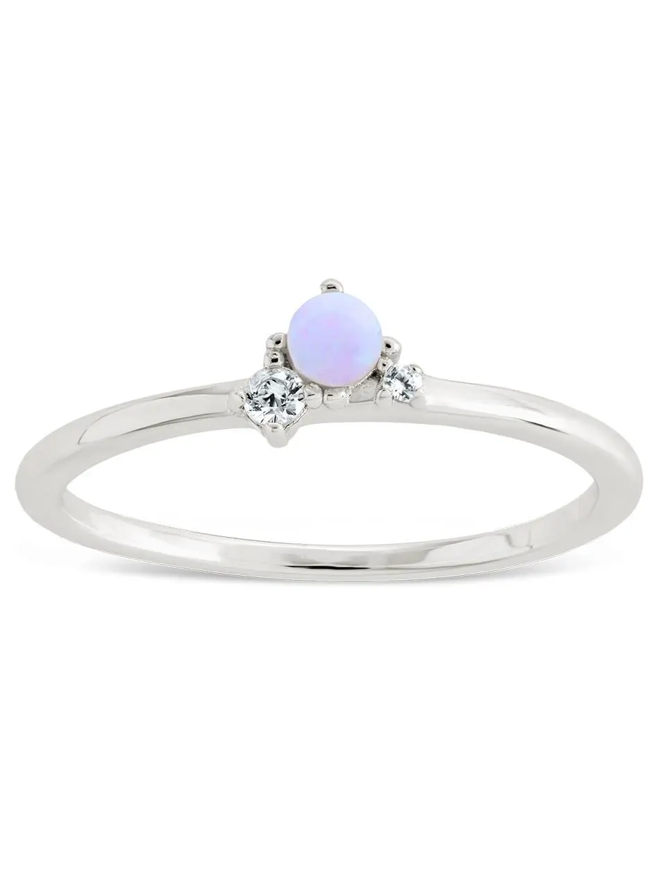 Sterling Silver Pink Opal Trio Ring