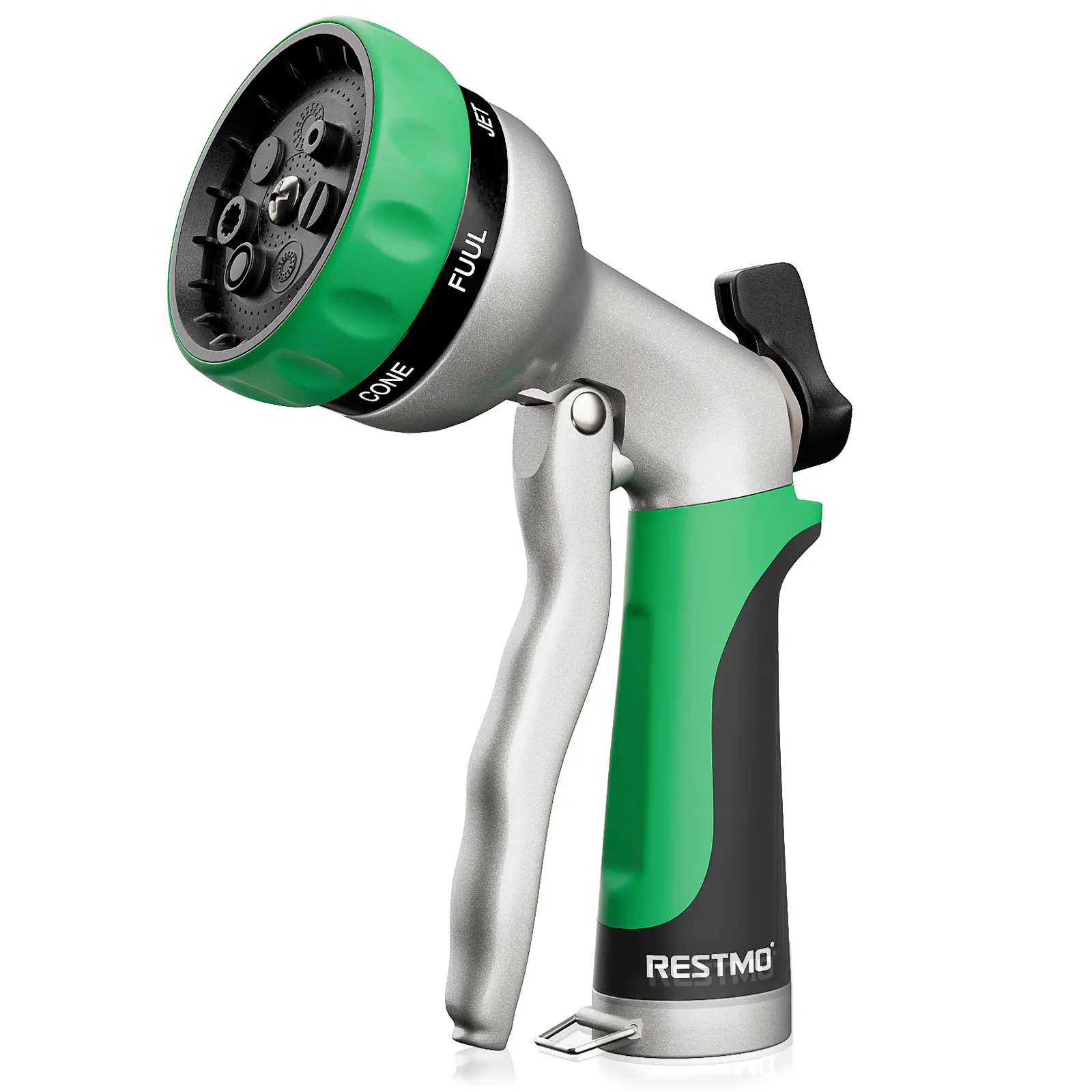 RESTMO Heavy Duty Metal Garden Hose Nozzle, Adjustable Hand Sprayer with 7 Spray Patterns & Flow Control, High Pressure Water Nozzle for Lawn, Plants, Car Wash & Pet Bathing