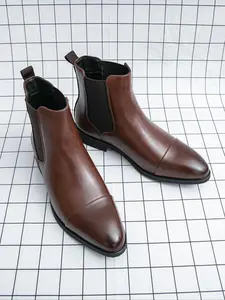 Men's Fashionable Solid Color Chelsea Boots, Casual Comfortable Pointed Toe Ankle Boots for Daily Wear, Male All-match Trend Shoes for Daily Wear, Boy