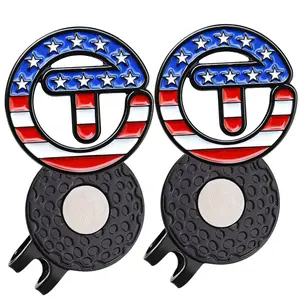 2 conts USA Themed Stars Stripes Golf Ball Markers with Magnetic Hat Clip Golf Accessories Gift for Golfers Premium Golf Gift for Men