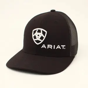 Ariat Black Logo Trucker Cap – Mesh Back Western Snapback Hat