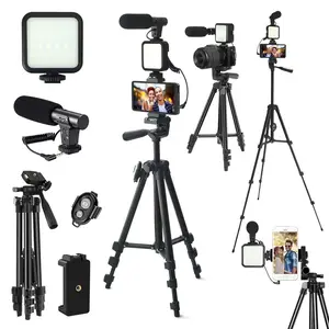 Video Blog Kit 1 Set Telescopic Tripod & Microphone & Fill Light – Professional Video Accessories for TikTok & YouTube Creators