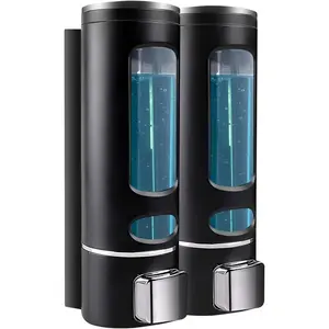 800ML 2 Chamber No Drill Wall-Mounted Shampoo & Conditioner Dispenser Body Wash Soap Dispenser for Shower Bathroom Hotel