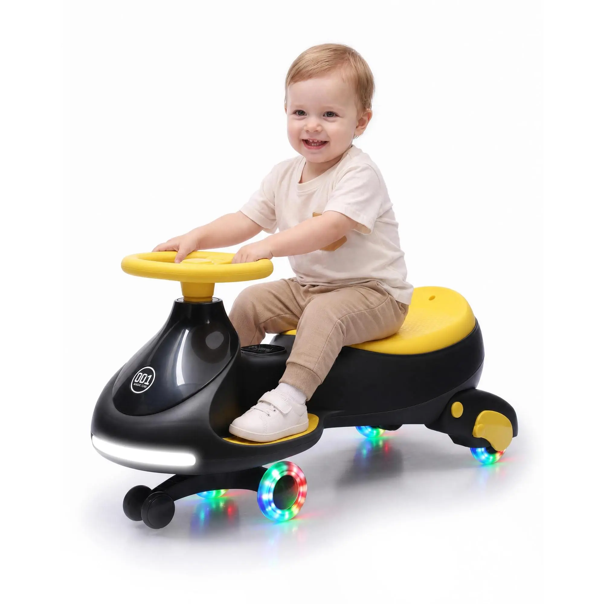 Garvee 12V Electric Wiggle Car for Toddler,2 in 1 Swing Car with Pedal,4MPH | Anti-Rollover,Flashing Wheels,Music,Front+Tail Light,Max Load 150Lbs Battery Powered Ride on Toy for 3-12 Years Kids, Black