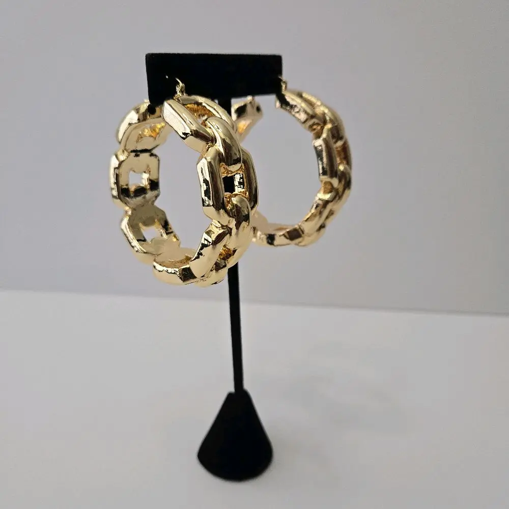 #23.  18K Gold Plated Chain Hoop Earring