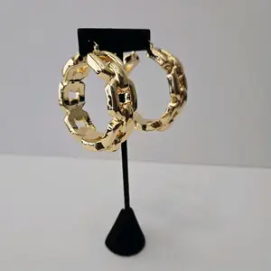 #23.  18K Gold Plated Chain Hoop Earring