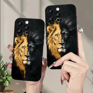 Lion Pattern TPU Mobile Phone Case for iPhone 17/16/15/14/13/12/11/XS/XR/X/7/8 Plus/Pro/Max/Mini - Durable Anti-fall Protection & Transparent Design