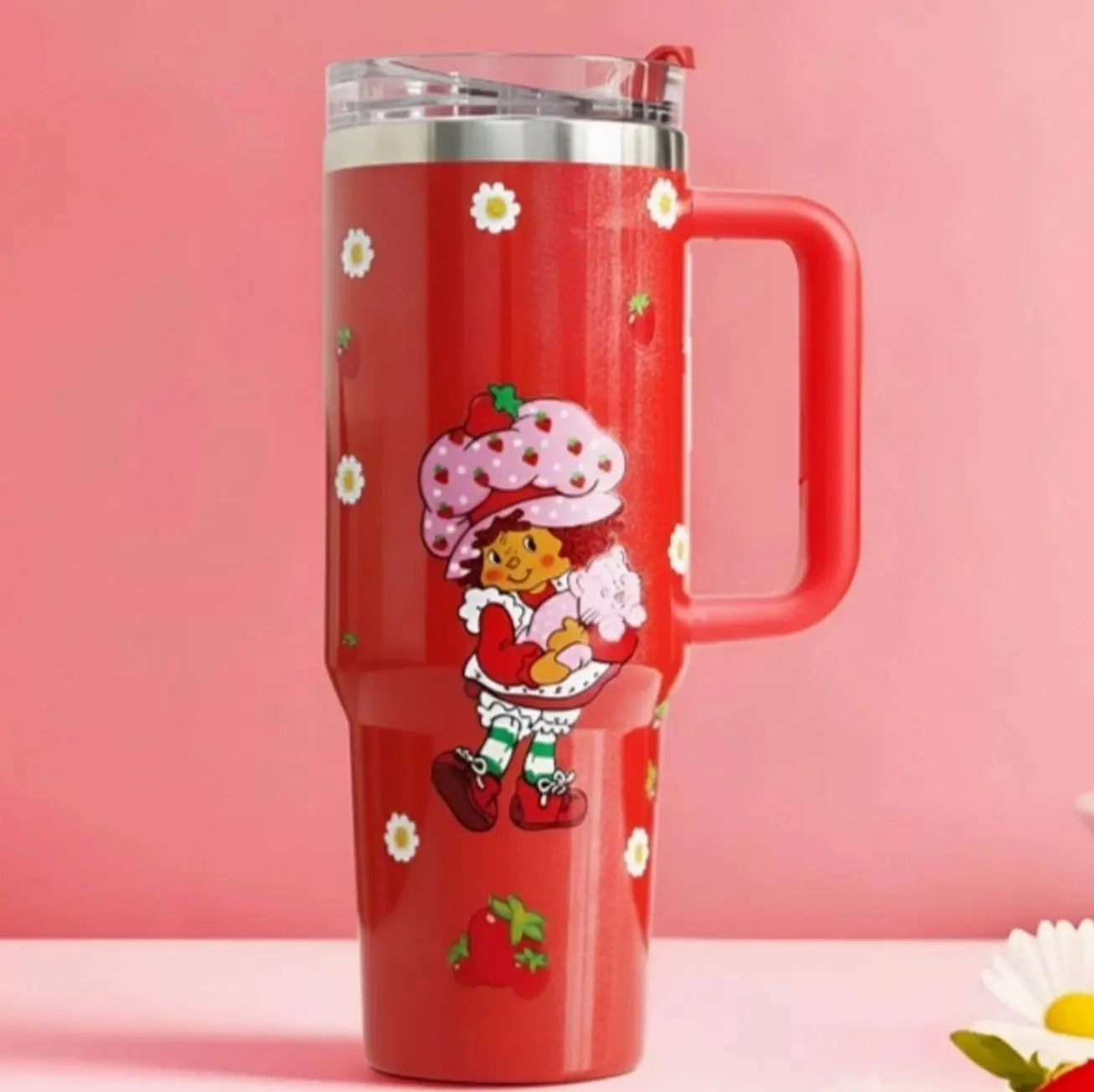 Strawberry Shortcake Print 40oz Tumbler With Handle And Lid
