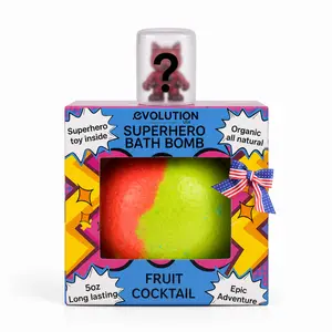EvolutionUSA Superhero Bath Bomb with Toy Inside for Kids, Organic Bath Bomb with Surprise Inside, Fizzy Fun Bath Ball for Boys and Girls Aged 4 and Above
