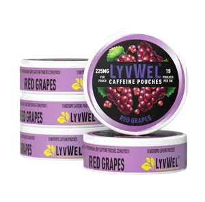 Caffeine Pouches 225mg -5 pack Wild Grapes-15 Pouches,  Gluten Free & Sugar Free, Refreshing Taste, Pre-workout new Beverage