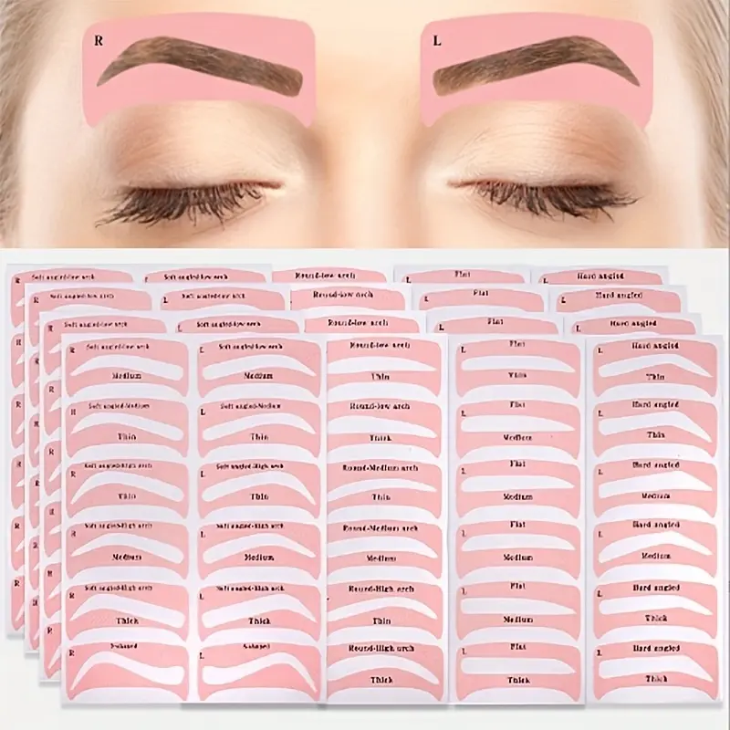 4pcs Eyebrow Stickers, Popular Eyebrow Shape Stickers, Eyebrow Drawing Card Template, Eyebrow Stencil, Lazy Eyebrow Sticker, Amazing Makeup Tool