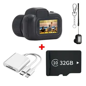 Video Camera, Built in Battery, Keychain Camera With 32G Card, Easy to Carry, Support TF Card, Photo And Video Recording, Portable Nanny Cam - Night Vision, Indoor Covert Security for Home And Office Travel, Vlog, Outdoor Adventure