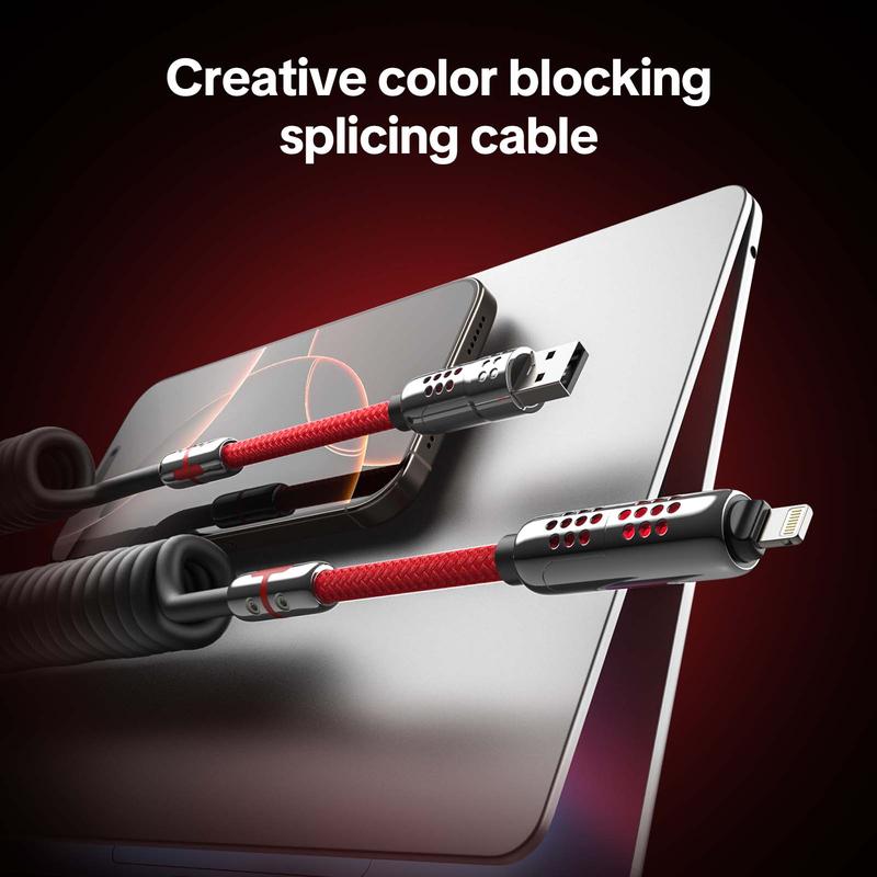 mfish Armored Dragon VIII 4-in-1 Coiled Universal USB Charger Cable ️-240W Fast Charging & Data Sync for iPhone 16/15, iPad Pro, Samsung  Electronic