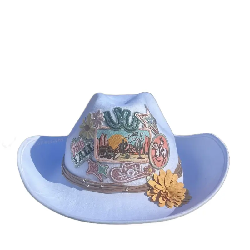 Custom Patch Cowboy Hat with Colorful Embellishments Pretty This Girl Can Design for Everyday Street Wear Female