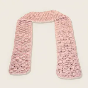 Dusty Rose Crochet Scarf  Basket Weave Handmade Scarf  Soft Pink Gift for Girls & Women