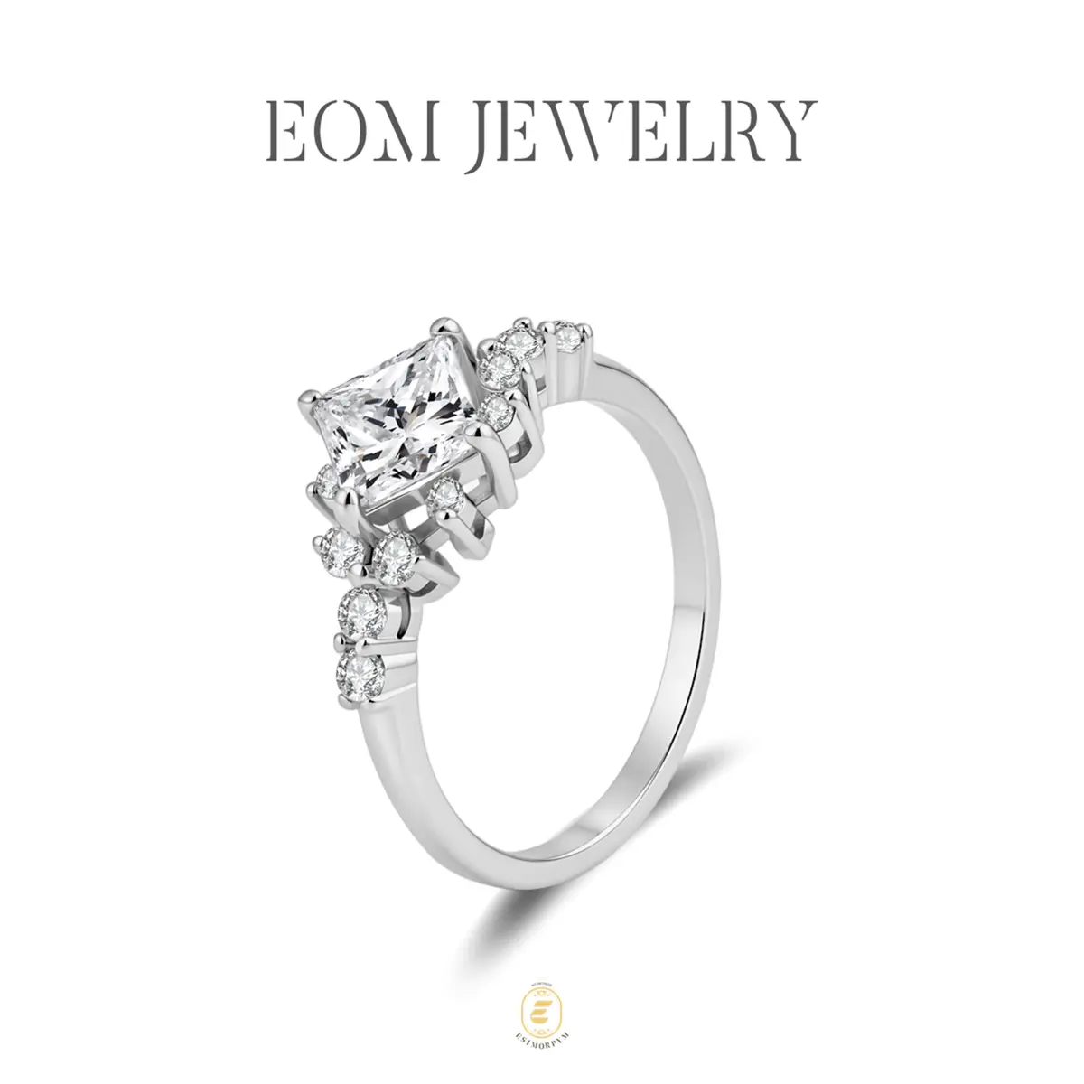 Moissanite 1ct Vintage Starburst Princess Ring Silver-Plated Wedding Engagement Anniversary Valentine's Day Birthday Gift Daily Wear men woman gift fashion jewelry
