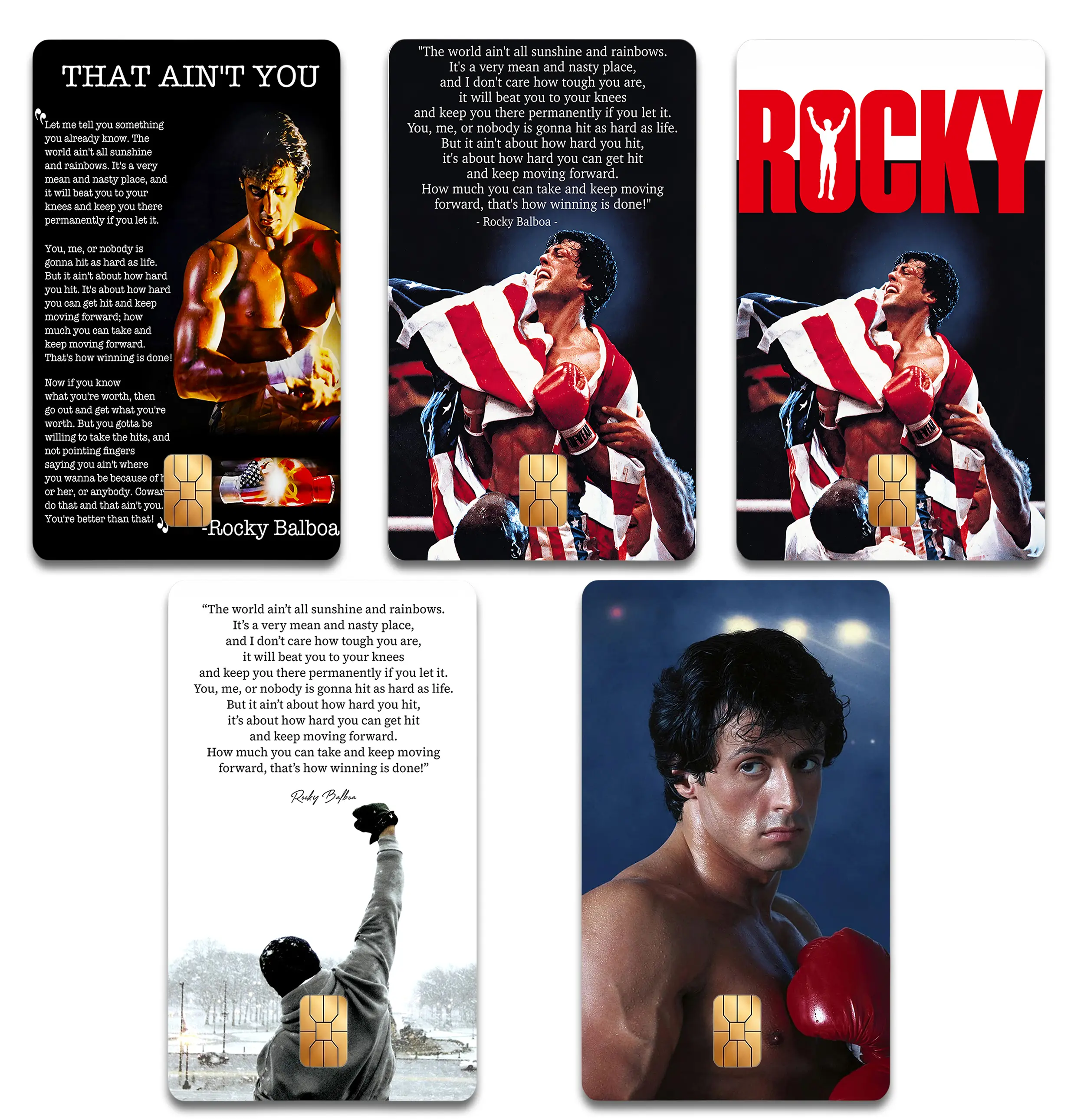 Rocky Balboa Motivational Quote Credit Card Skin | Sylvester Stallone Movie Inspired Card Sticker | Boxing Fan Gift for Him