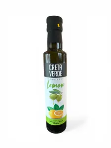 Creta Verde Lemon Infused Extra Virgin Olive Oil – 100% Natural Greek EVOO with Fresh Lemon – Cold Extracted, No Additives, Mediterranean Cooking & Finishing Oil – 250ml Glass Bottle