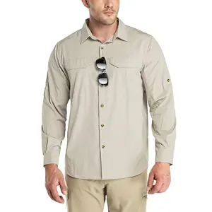 Outdoor Ventures Men's UPF 50+ UV Sun Protection SPF Hiking Shirt Long Sleeve Lightweight Quick Dry for Safari Travel Fishing