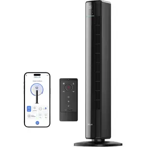 42" Smart Tower Fan, Ultra Quiet 23dB Cooling Fan with 12 Speeds, 90° Oscillating, 28ft/s Airflow, DC Motor, 24H Timer, Voice/App/Remote Control for Bedroom