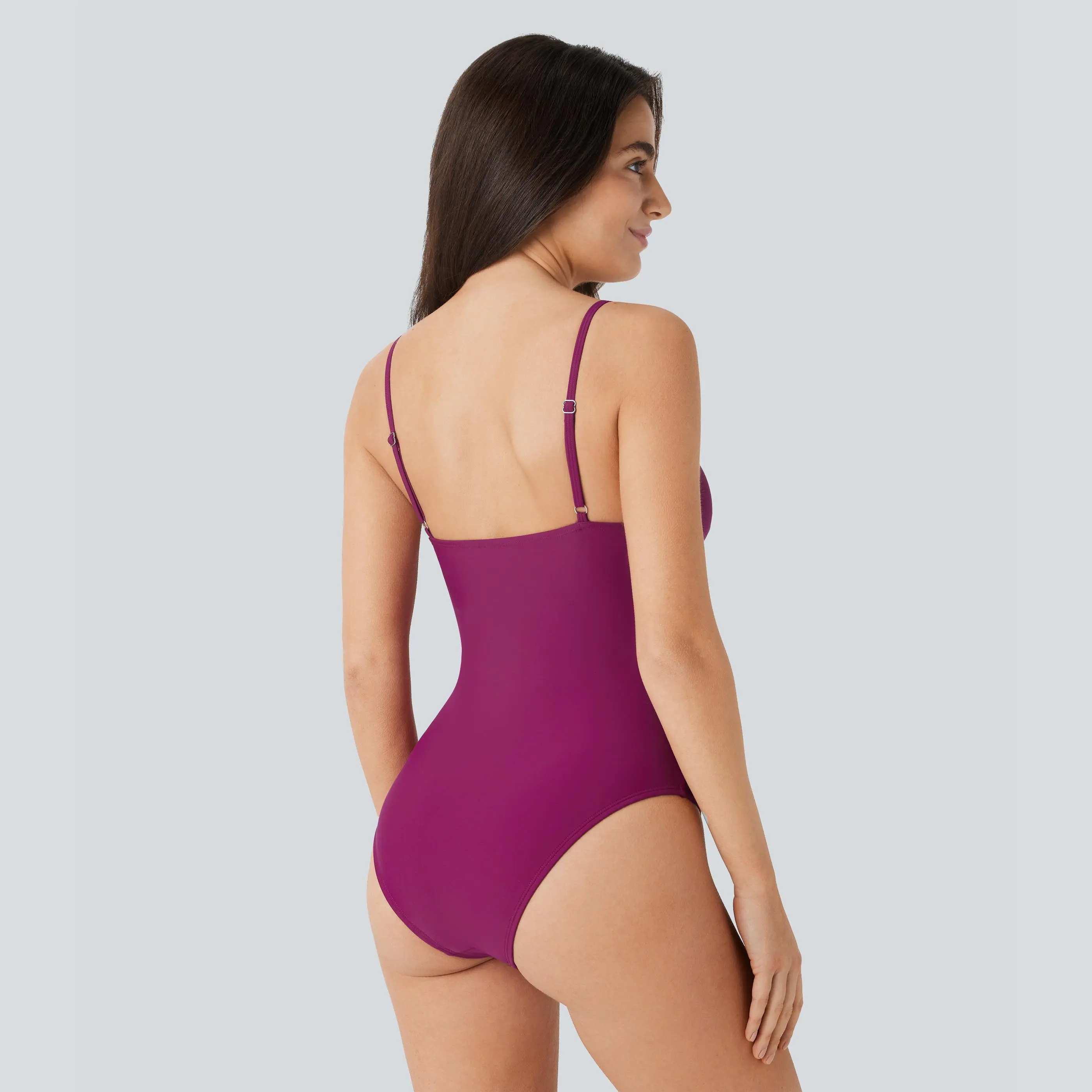 Halara Deep V Neck Backless Adjustable Straps Tummy Control One Piece Swimsuit
