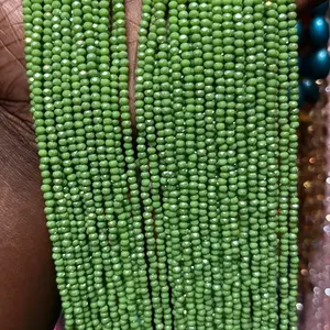 2mm Rondelle Glass Beads - Green Color Glass Beads as Shown in the Image