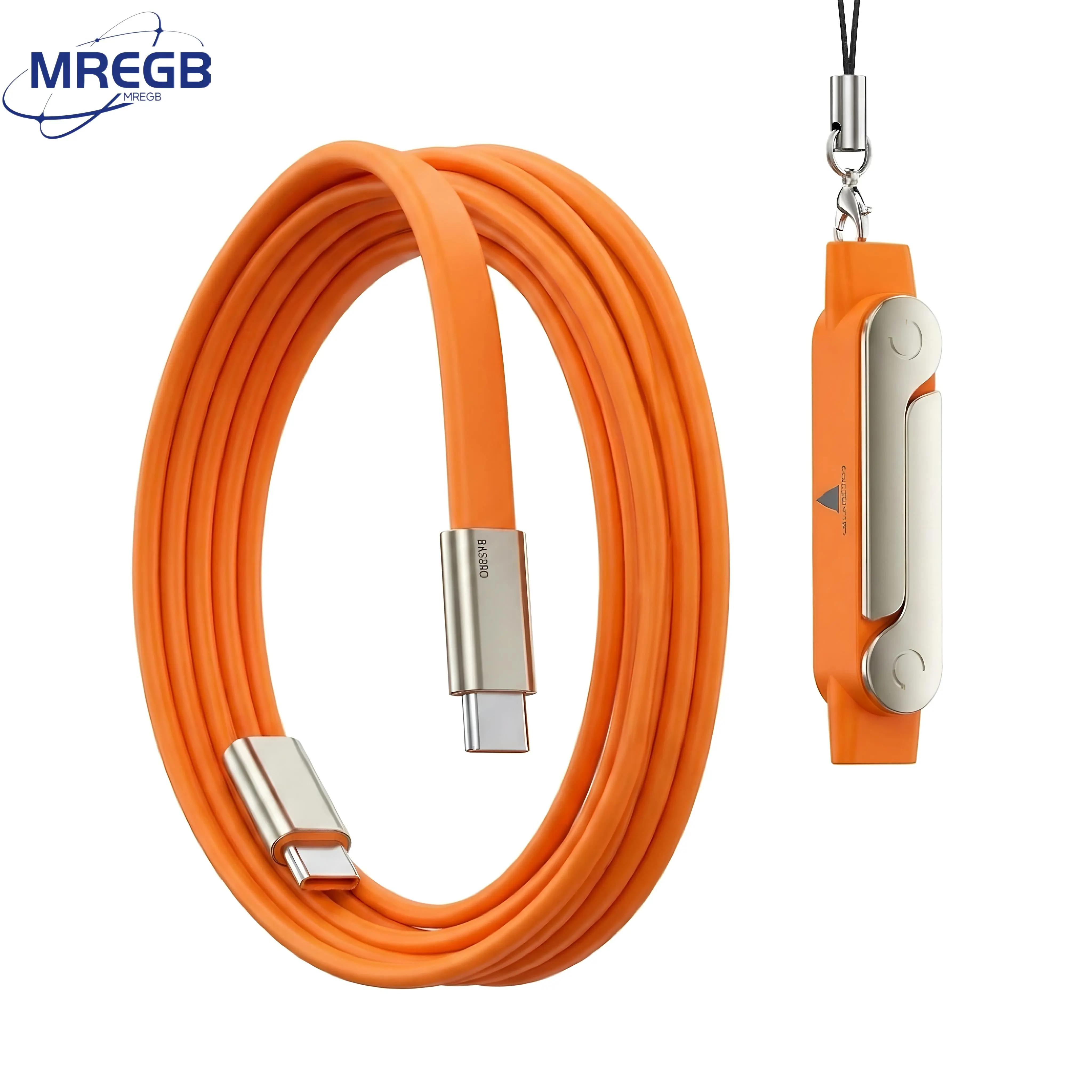 MREGB invisible Stand Charging Cable (with Detachable Base) — 240W Super Fast Charging 2-in-1 Type-C Cable & Phone Stand; Ideal for Gaming, Office, In-Car, and Travel Use; Universally Compatible Type-C Cable — Orange summerwins