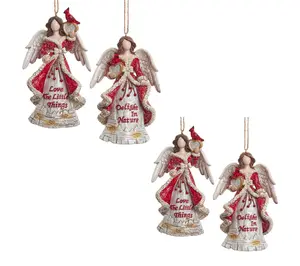 RC Home Decor-Set of 4 Birch Berries Faceless Angel Ornaments