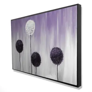 360 Stand 24x36 in. Purple & White Allium Flower Artwork - Floral Motif Nature-Infused Decor for Bedroom & Home Supplies, Modern Abstract Design
