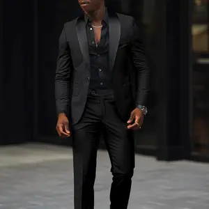 Casual 2 Piece Men Wedding Suits Solid Slim Fit Shawl Lapel Blazer Pant Designs Party Prom Suits Best Man Business Wear Suit