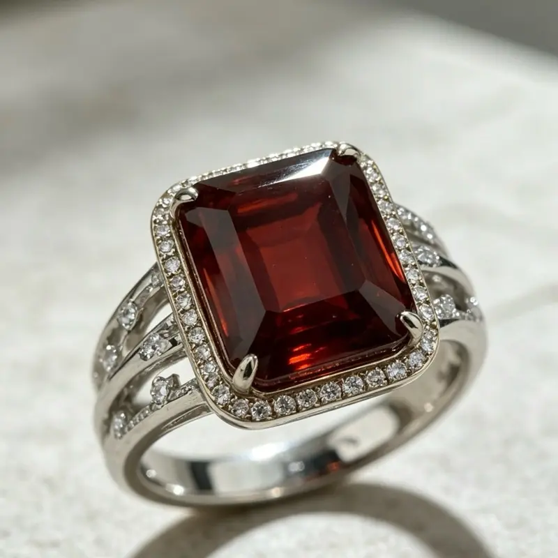<PingEast Jewelry>Natural Spessartite Garnet Ring | 925 Sterling Silver