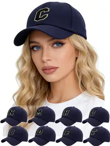Unisex Adjustable Letter Embroidered Baseball Hat, Casual Slim-Fitting Streetwear Cap, Custom Initial Trendy Dad Hat for All Seasons