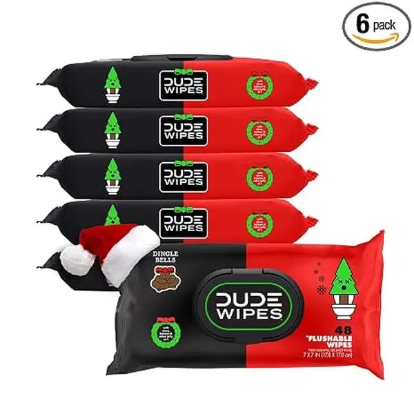 Dude XL Flushable Dingle Bells Wipes -  6 Pack, Total 288 Wipes