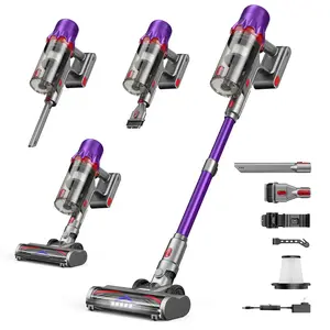 Cordless Vacuum Cleaner,45-Min Runtime 33Kpa, with HEPA Filter Self-Standing Stick Vacuum Cleaners for Home,Powerful Suction,Anti-Tangle Brush,Lightweight, LED Light,Detachable Battery, Lightweight for Floor/Pet Hair/Carpet/Car