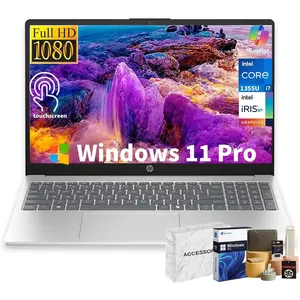 HP 15.6 Touchscreen Laptop Computer • 15.6" FHD IPS Disaplay • Intel 10-Core i7-1355U • Wi-Fi6 • AI Noise Removal • Copilot • HD Webcam • Win 11 Pro • (16/32GB RAM, 512GB/1TB/2TB SSD)