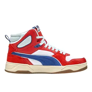PUMA Mens Rebound Break Mid Retro Run Lace Up Sneakers Shoes Casual - Red