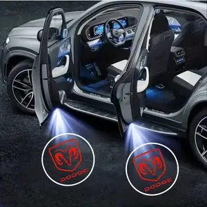 2PCS Dodge Logo Welcome Light, No-Drill Stick-On LED Projector Ambient Light, Fit for Dodge Charger/Challenger/Durango/Hornet/Viper/Caliber/Journey, Car Door Courtesy Light Upgrade Accessories