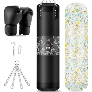 Punching Bag Set, 2.75ft Filled Heavy Bag Kickboxing Bag with 2KG Sponge & 6oz Gloves,  Boxing Bag for  Youth Boxing, MMA, Muay Thai, Karate, Martial Art,  Gym