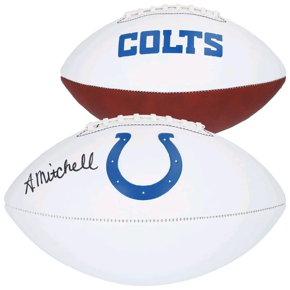 Adonai Mitchell Autographed Indianapolis Colts Franklin White Panel Football Fanatics Authenticated